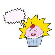 cartoon cupcake with speech bubble
