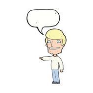 cartoon happy man pointing with speech bubble N54