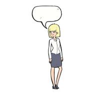 cartoon pretty businesswoman with speech bubble N9