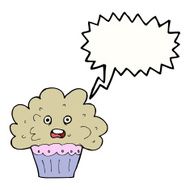 cartoon big cupcake with speech bubble