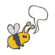 cartoon frightened bee with speech bubble N9