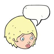 cartoon girl with concerned expression speech bubble N8