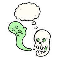 cartoon spooky skull with speech bubble N131