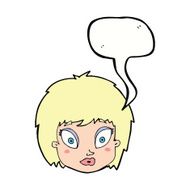 cartoon surprised female face with speech bubble N59