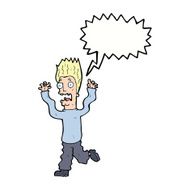 cartoon terrified man with speech bubble N193