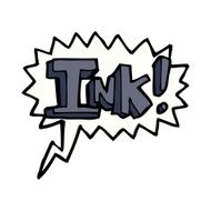ink cartoon with speech bubble