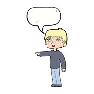 cartoon boy pointing with speech bubble N25