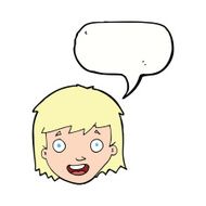 cartoon happy female face with speech bubble N169