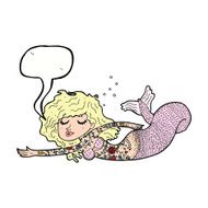 cartoon mermaid covered in tattoos with speech bubble N9