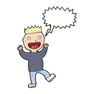 cartoon crazy happy man with speech bubble N9