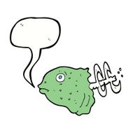 cartoon fish head with speech bubble N4