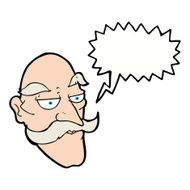 cartoon old man face with speech bubble N9