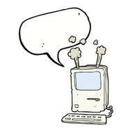 cartoon old computer with speech bubble N21