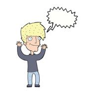 cartoon man waving arms with speech bubble N9