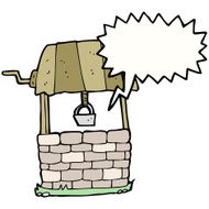 cartoon wishing well with speech bubble N5