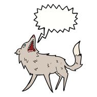cartoon snapping wolf with speech bubble N5