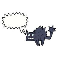 cartoon frightened black cat with speech bubble