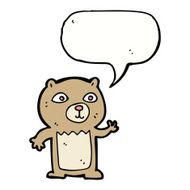 cartoon waving teddy bear with speech bubble N9