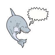 cartoon shark with speech bubble N35