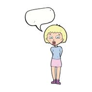 cartoon surprised woman with speech bubble N221