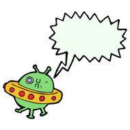cartoon UFO with speech bubble