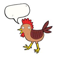 funny cartoon chicken with speech bubble N8