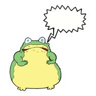 cartoon fat toad with speech bubble