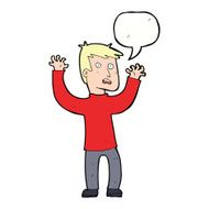 cartoon terrified man with speech bubble N194