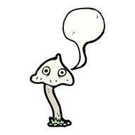cartoon mushroom with speech bubble