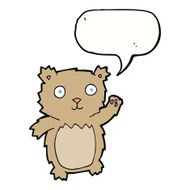 cartoon waving teddy bear with speech bubble N11