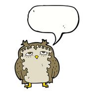 cartoon wise old owl with speech bubble N9