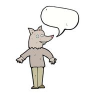 cartoon happy werewolf with speech bubble N5