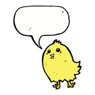 cartoon happy yellow bird with speech bubble