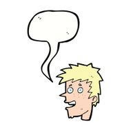 cartoon happy boy face with speech bubble N45