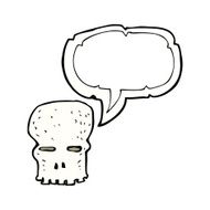 cartoon spooky skull with speech bubble N132
