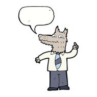cartoon business wolf with idea speech bubble N5