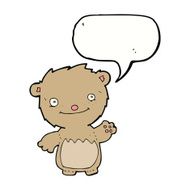 cartoon waving teddy bear with speech bubble N12