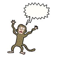 cartoon frightened monkey with speech bubble N9