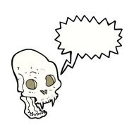 cartoon spooky vampire skull with speech bubble N9
