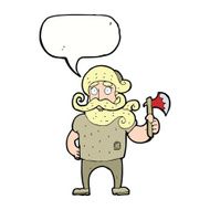 cartoon lumberjack with axe speech bubble N7