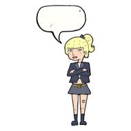 cartoon cool girl with speech bubble N25