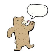 cartoon waving bear with speech bubble N3