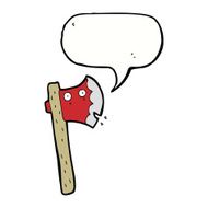 cartoon axe with speech bubble N5