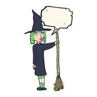 cartoon witch with speech bubble N9