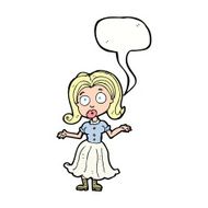 cartoon confused girl with speech bubble N9