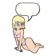cartoon sexy woman in underwear with speech bubble N18