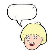 cartoon happy male face with speech bubble N18