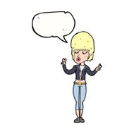 cartoon cool girl with speech bubble N26