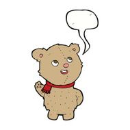 cartoon cute teddy bear with scarf speech bubble