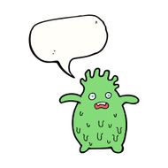 cartoon funny slime monster with speech bubble N18
